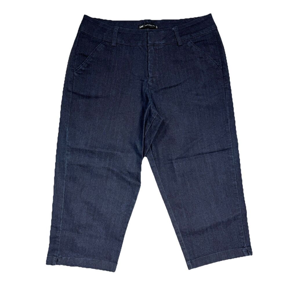 Lee Natural Fit Capri Jeans Womens Petite 10P Dark Blue Stretch Measures 31x19.5